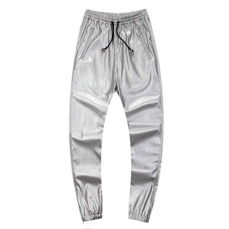 Wholesale-hip hop men urban clothing west swag dance pants boys joggers black fashion mens plus size clothing boys leather pants