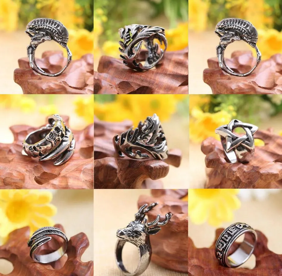 Men's Stainless Steel Popular New Style Selling Fashion Cool Gothic Punk Biker Finger Rings Jewelry + Free Gift