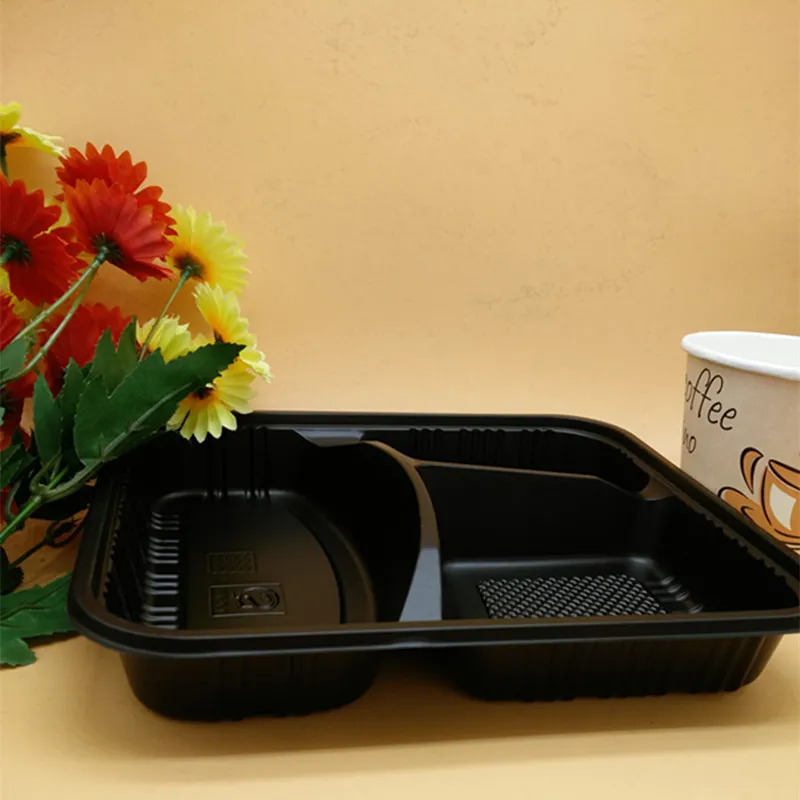 Fedex sendet BPA-freie Einweg-Lebensmittelbehälter mit Deckel/Bento-Box/Lunchtablett mit Deckel, 3 Fächer, sichere Lunchbox, BPA-frei