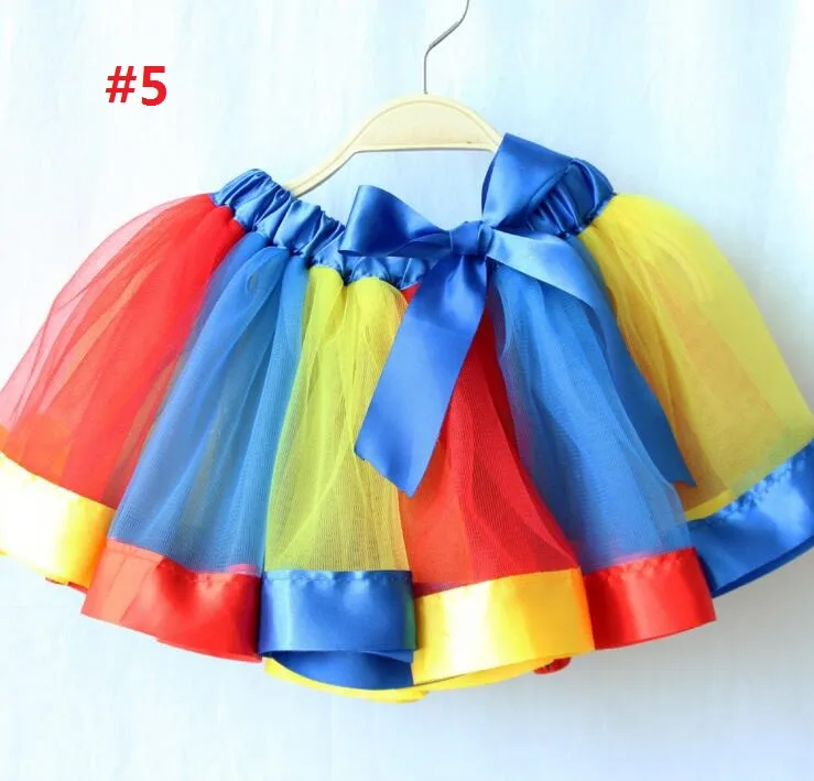 Children Rainbow Tutu skirt New Kids Newborn Lace Princess dresses Pettiskirt Ruffle Ballet Dancewear Skirt Holloween Clothing