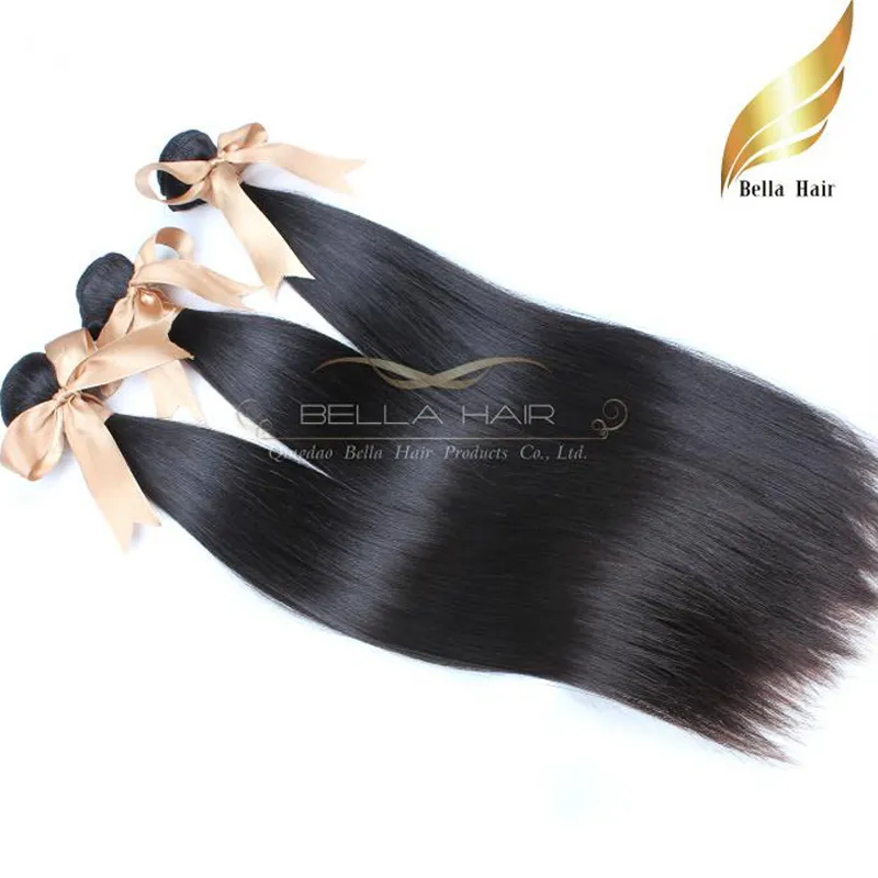 cheveux vierges brésiliens cheveux raides tisse des extensions de cheveux humains 1pc ou 2pcs / lot couleur naturelle 1030 pouces bellahair