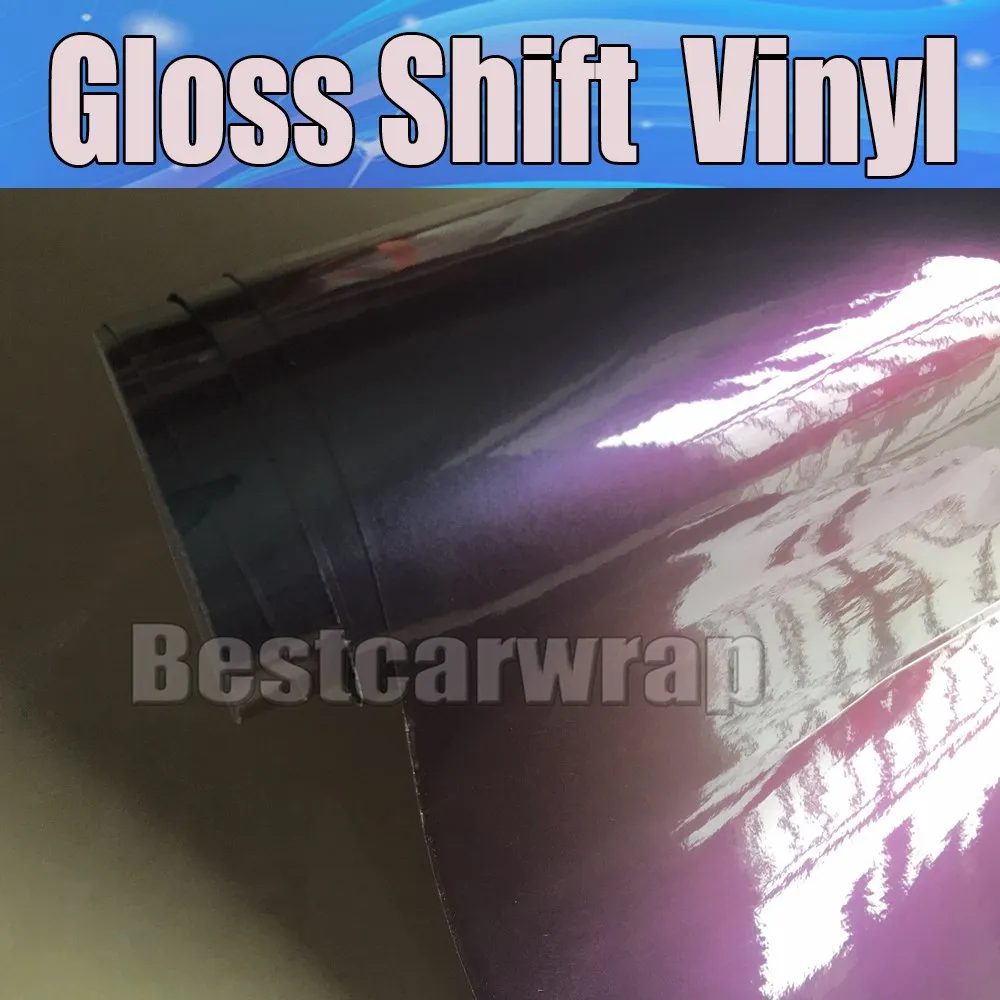 Vinyle d'enveloppe de voiture bleu violet brillant Shift colorflow avec emballage de véhicule sans bulles d'air couvrant la feuille de flip flop Taille: 1.52 * 20M / Roll 5x67ft