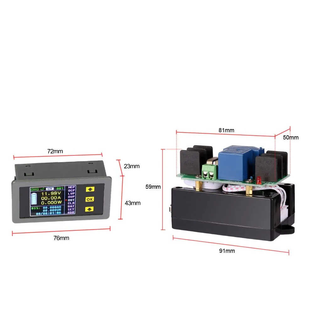 الرقمية ثنائية الاتجاه الجهد الحالي السلطة متر DC 0.01-100V 0.01-30A اللاسلكي مقياس امتلاك الفولتميتر سعة coulomb