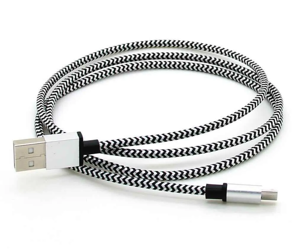 Tipo C Cavo USB S8 S8 Plus Connettore in metallo ininterrotto Tessuto Treccia in nylon Cavo micro USB Cavo caricabatterie V8 Samsung S7 / 6/5 1M 2M 3M