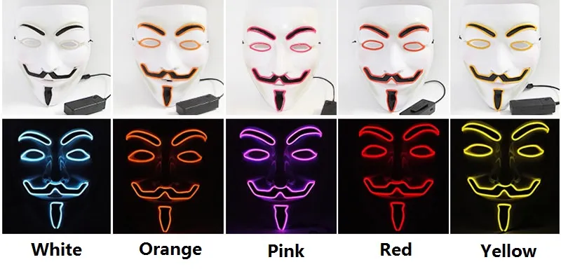 LED Vendetta Full Face PVC Mask, Guy Fawkes Style... From Perfumeliang ...