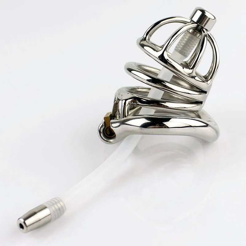 Latest Design Stainless Steel Small Male Chastity device Adult Cock Cage With Curve Cock Ring Urethral Catheter BDSM Sex Toys Chastity belt