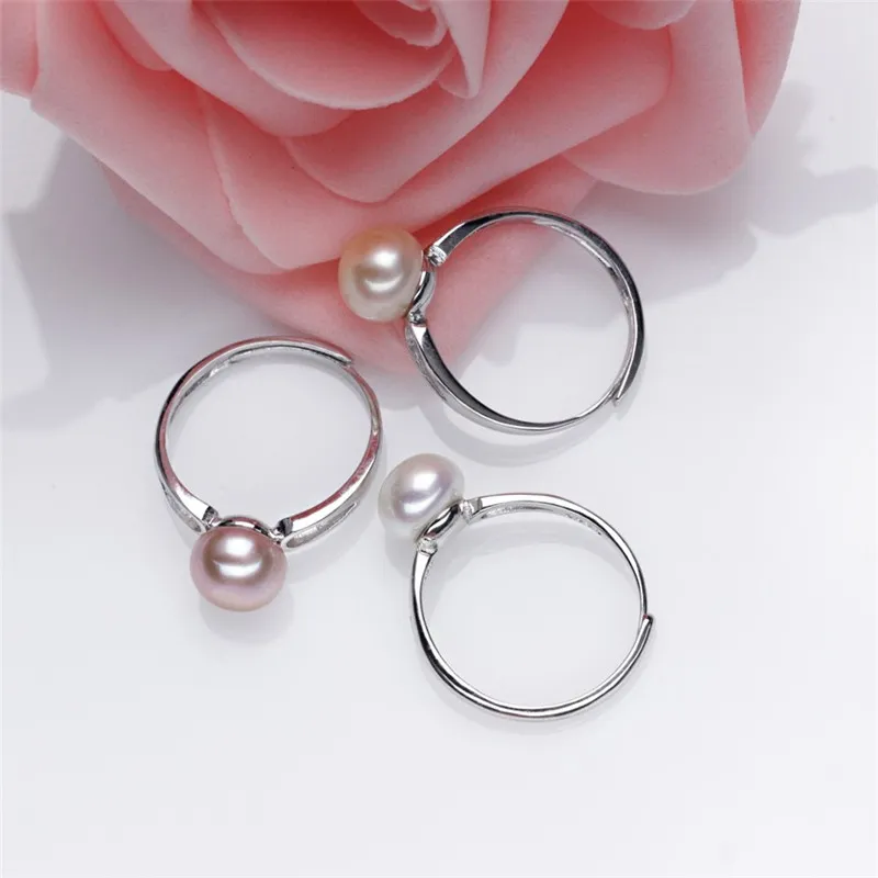 Anello di perle d'acqua dolce naturale Anello in vera perla coltivata genuino Anello in argento 925 con perle le donne Festa di nozze