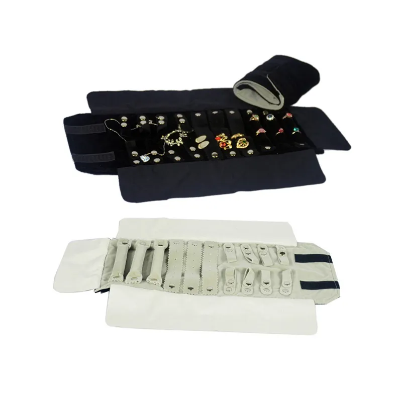 Mini Size Velvet Sieraden Display Pouch Opvouwbare Black Hanger Armband Ring Opbergtas Oorbel Organizer Reisrol Tas 12 * 16cm