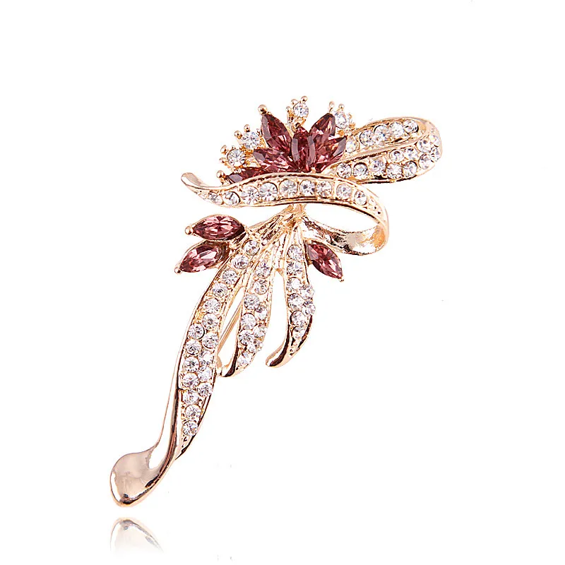 Amazing Gold Plated Alloy Stunning Diamante Pretty Big Bow Brooch Purple Crystals Fashion Lapel Pins For Men And Women