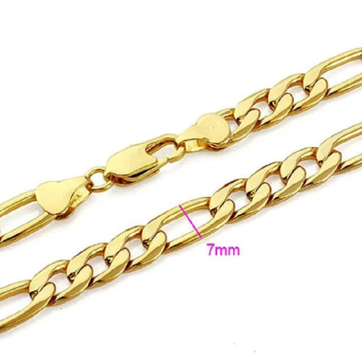 Real 24K Gold GF Men's necklace 23 6inch 8mm chain Womans gift for Son Dad Husband2935