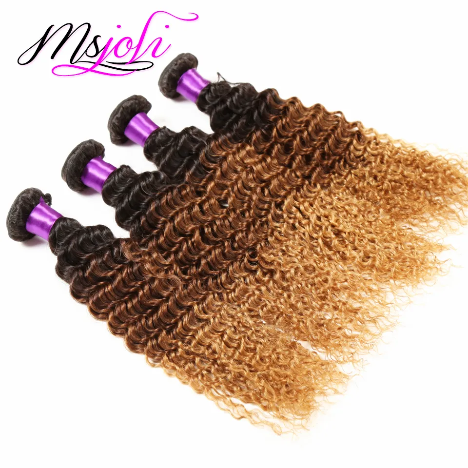 9A Peruvian Virgin Hair Weave Deep Wave Three Tone Ombre Color Human Obecyed Hair Extension Wefte Three PCS T1B43018872531338261