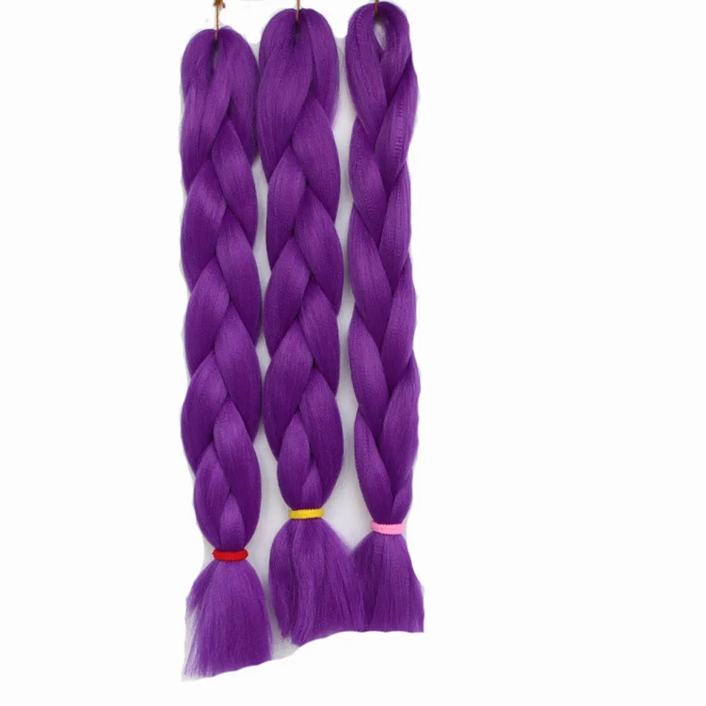 Pure Color Jumbo Trança Cabelo Ombre Sintético Kanekalon 3 pçs / lote Tranças Sintéticas 100g / pc Extensões de Cabelo Sintético