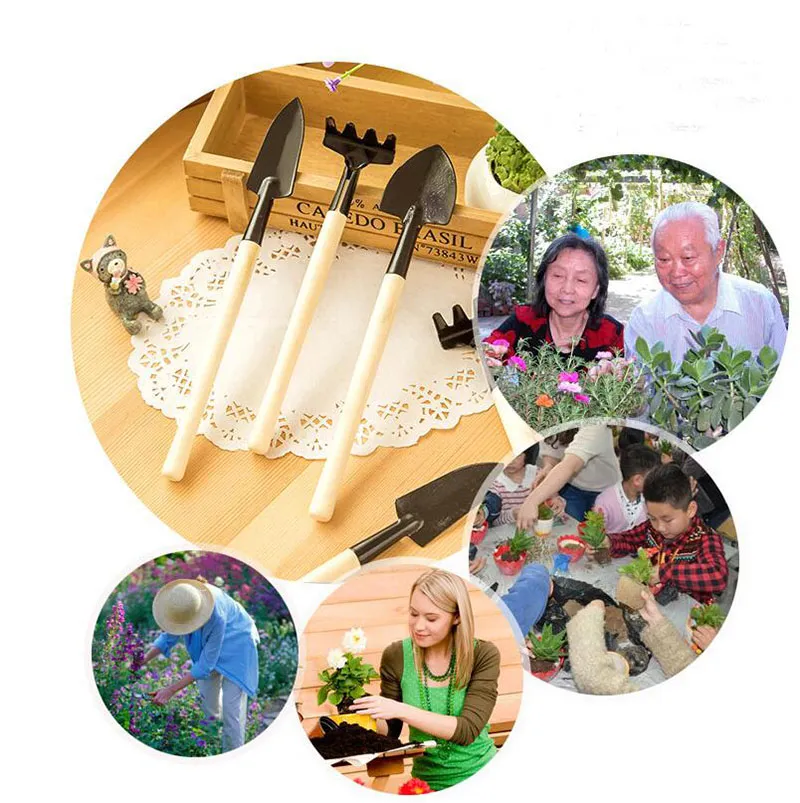 Nuovo caldo 3 pezzi! utensili manuali kit da giardinaggio ferramentas bonsai Pala di ferro rastrello pala ripper attrezzi da scavo da giardino