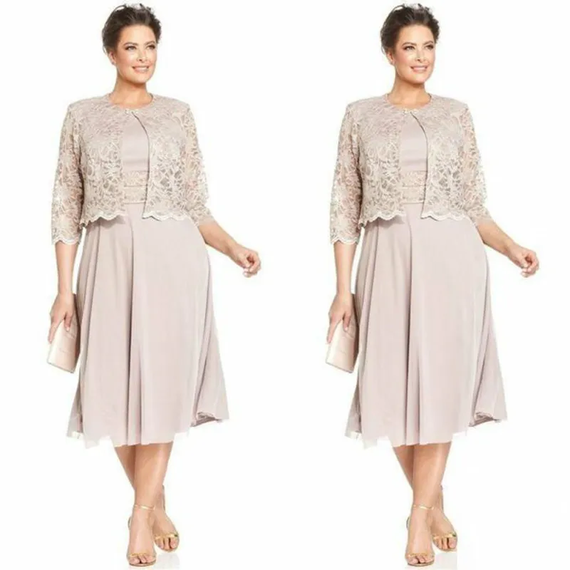 Elegante curto Renda Mãe da Noiva Vestidos com coletes ternos formais madrinha noite Convidados do casamento Vestido Custom Made Plus Size