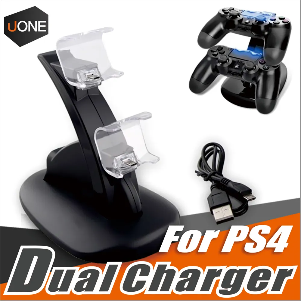 Double chargeurs pour ps4 xbox one contrôleur sans fil 2 USB LED Station de chargement support de support pour manette de jeu PS4 playstation avec boîte