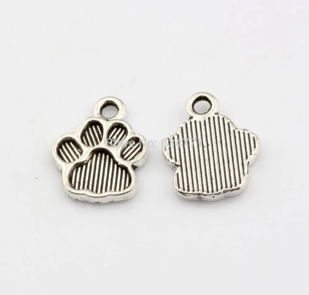 Paw Print Alloy charm Pendants Antique silver Fashion Jewelry DIY Fit Bracelets Necklace 12*15mm