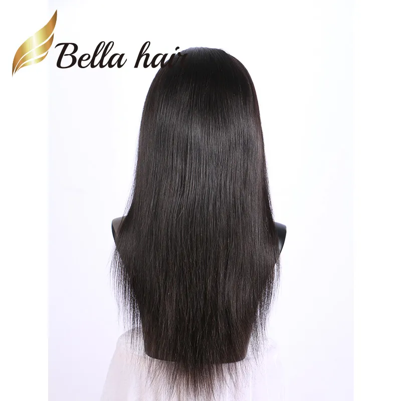 Venda perucas de renda cheia reta e sedosa para mulheres negras pré -arrancadas 100 cabelos humanos indianos não processados peruca de renda frontal com cabelos de cabelos branqueados Bella Hair Wig Moda