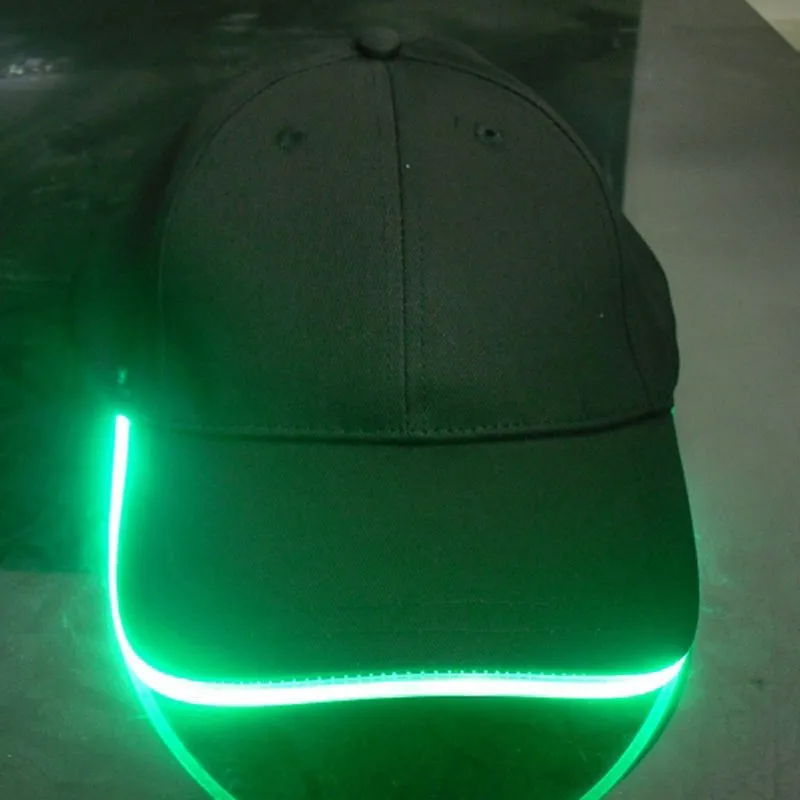 Unisex Caps Moda LED Lighted Glow Club Party Czarny Tkanina Kapelusz Baseball Capluminous Cap Turystyka Topi Cap