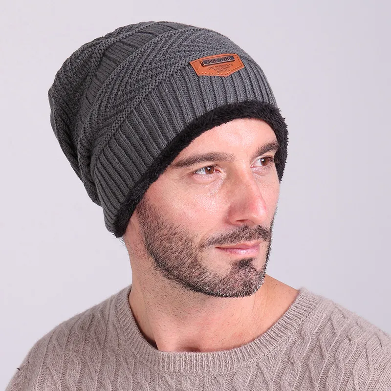 2017 Beanies Winter Hat For Men Warm Plus cashmere Hat Fashion Knitting Warm Cap Warm Wool Hat Cap Leisure Fashion Winter Hats