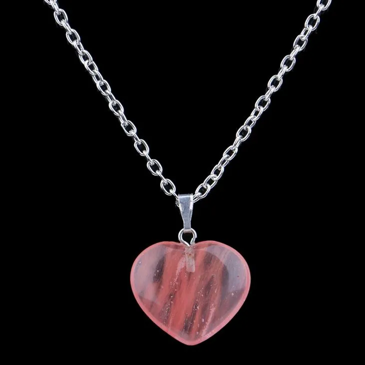 Hot sale Hot new turquoise stone pendants turquoise crystal peach heart natural stone necklace WFN003 with chain a 