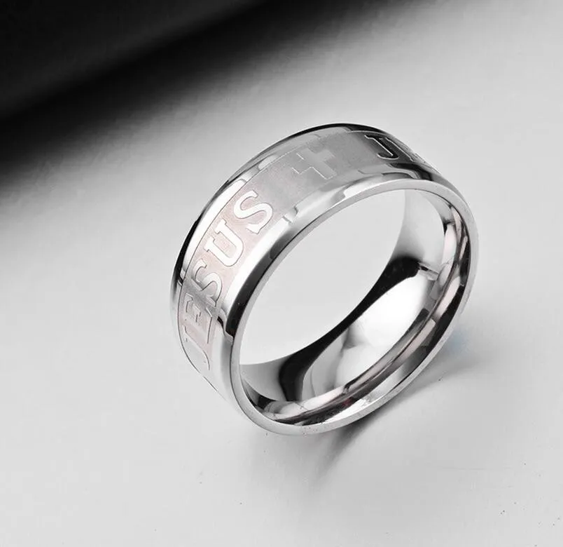Fashion 316L Titanium Stainless Steel Finger Ring for Man Woman Jesus Cross Rings Fashion God Religious Jewelry Wholesale Price