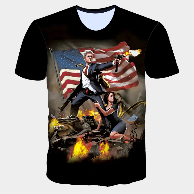 2017 Verão novo 3D camisetas camisetas trump camisas dos homens tshirt Americano eua bandeira Eagle soldado impresso T-shirt de Manga Curta dos homens