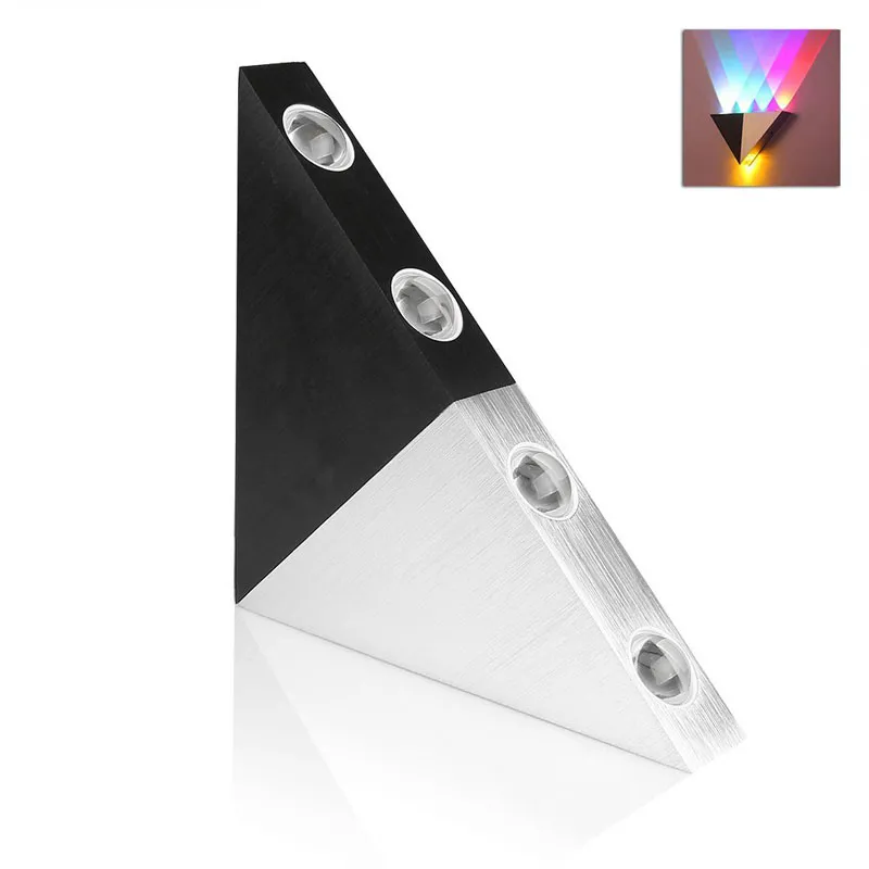 5W Triangel LED Vägglampa LED-korridorlampa Aluminium vägglampa Dekorativa Bakljus Balkongljus Multi-färgad ljus 