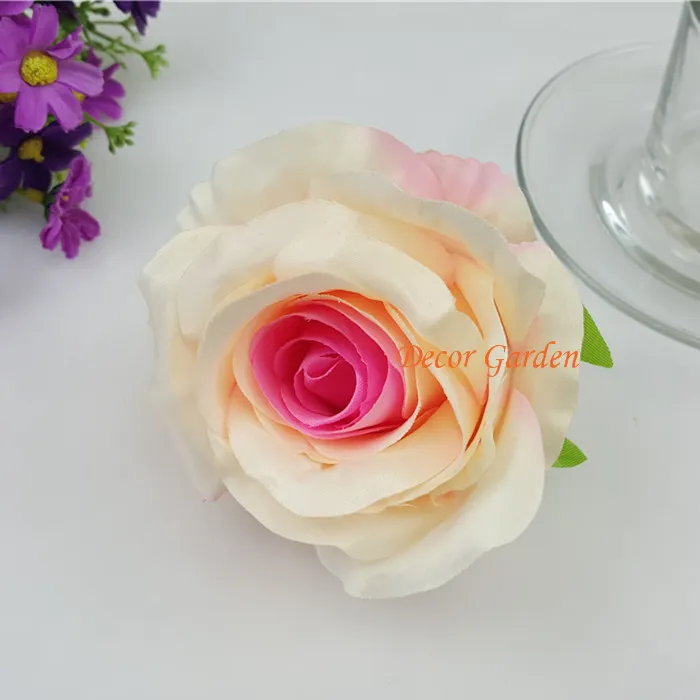 9CM DIY Artificial Rose Flower Heads Silk Decorative Flower Supermarket Background DIY Road Led Wedding Wall Flower Bouqu9475247