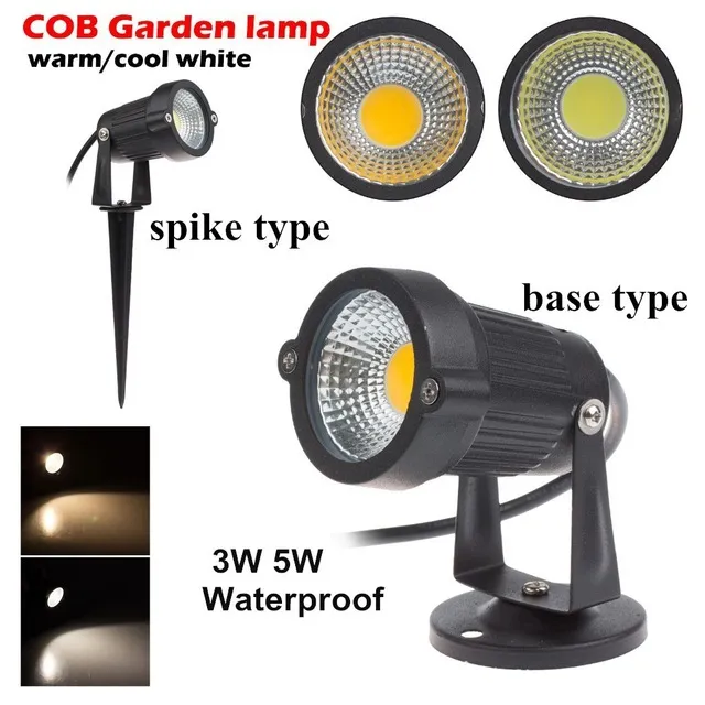 9W 7W 5W 3W LED COB Lawn Lampor med bas 110 V 220 V Utomhusbelysning IP65 Vattentät LED Floodlight Garden Landskap Spotlight