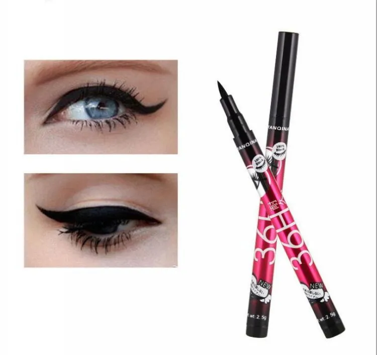 Matita eyeliner trucco YANQINA 36H di alta qualità Penna eyeliner nera impermeabile Nessuna fioritura Precisione Eyeliner liquido 12 pz / set