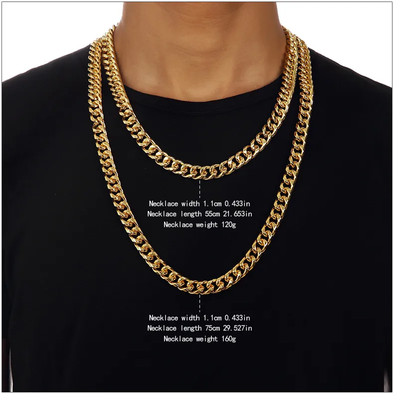 Män hiphop smycken mode trendig guldkedja för män smycken 18k real guld pläterad halsband ormkedja