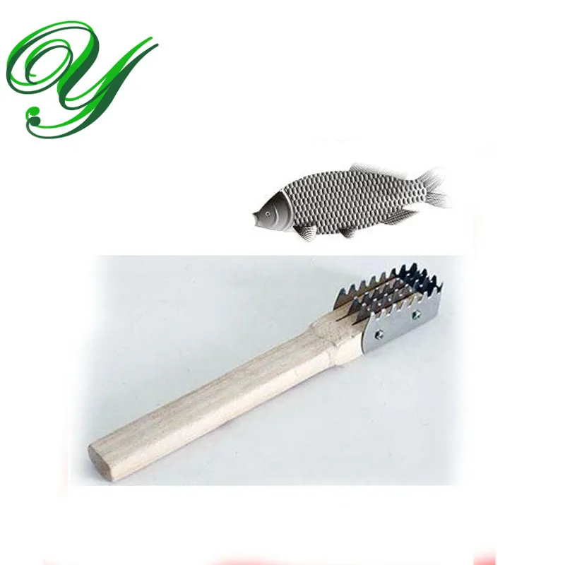 fish scales scraper fast cleaning knife Wood Handle stainless Metal Fish skin Remover silver scaler practical kitchen shaver