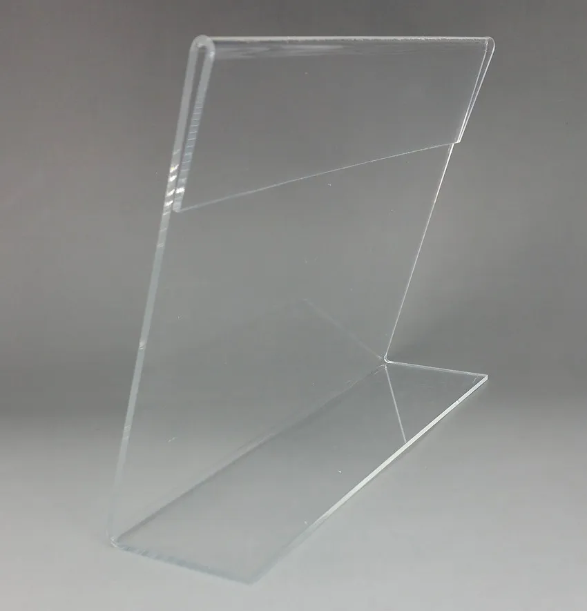 3 spawany akrylowy akrylowy znak plastikowy papierowy papierowy etykieta Cena Tag Uchwyt L W kształcie litery L stojak na pulpit 11'X8.5 '' t2mm 