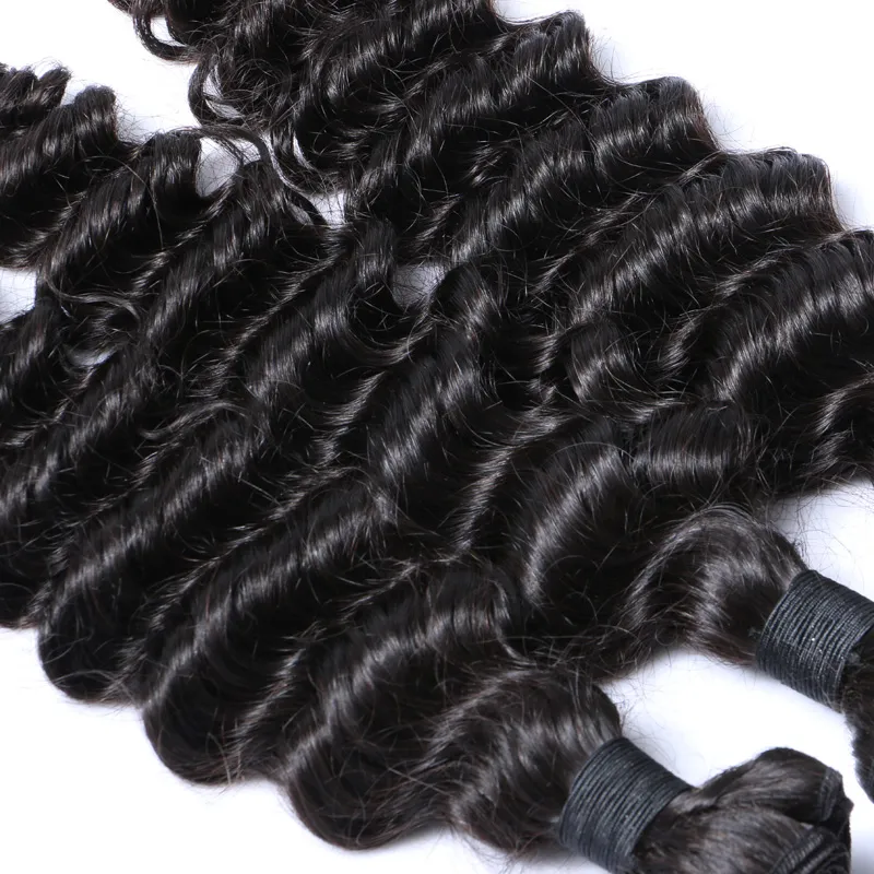 Estensioni dei capelli umani Onda profonda Tessuto dei capelli vergini brasiliani Fasci Colore naturale 1b Trama nera dei capelli di Remy