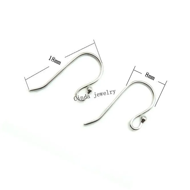 925 Silver Silver Earring Class Haks Ustalenia Biżuteria Komponenty do DIY Craft Prezent 18mm 10 par / Lot W045