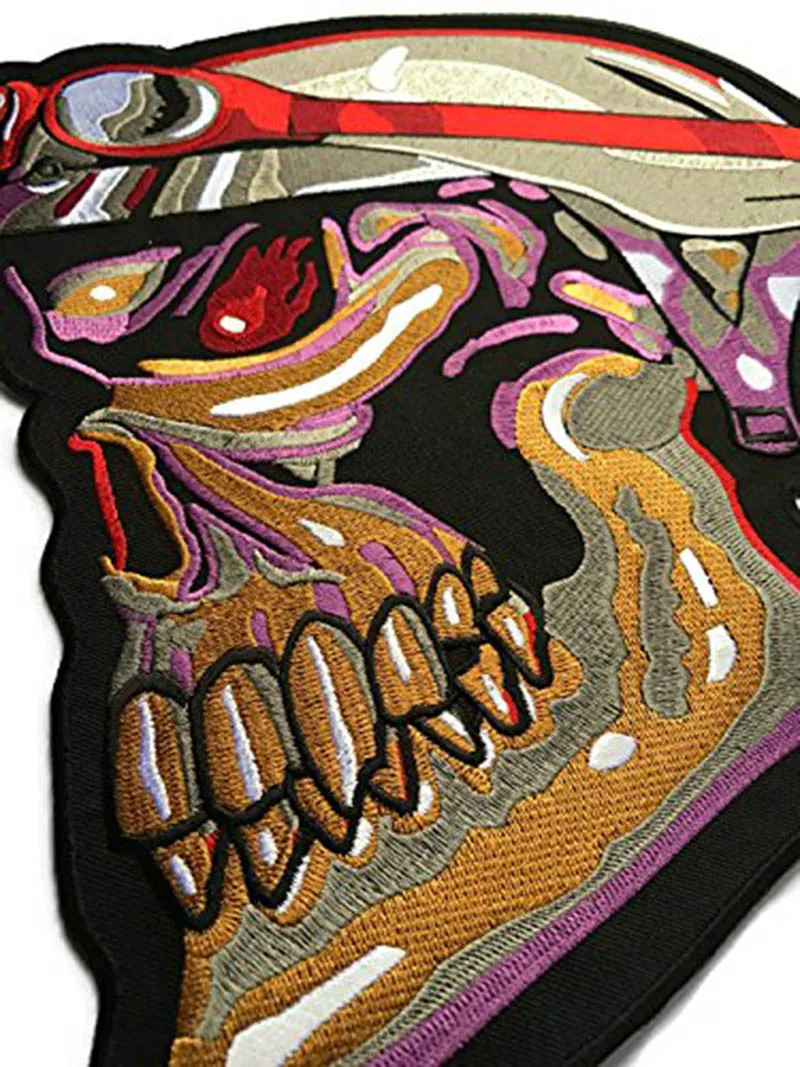 Really Rare & Unique Super Large Scary Skull Face Embroidered Appliques Badge Patches Military Army Jacket Patch Sew Iron On298m