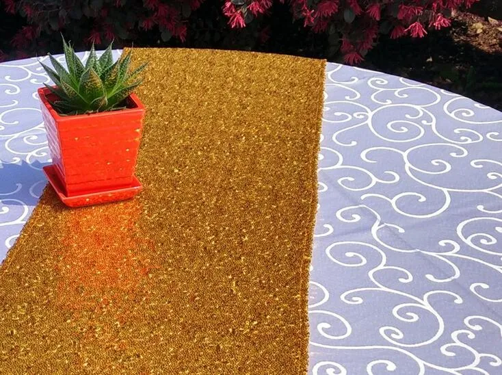 30 * 275 cm Camino de mesa de tela Oro Plata Lentejuelas Mantel Brillante Bling para la decoración del banquete de boda Productos Suministros Envío gratis