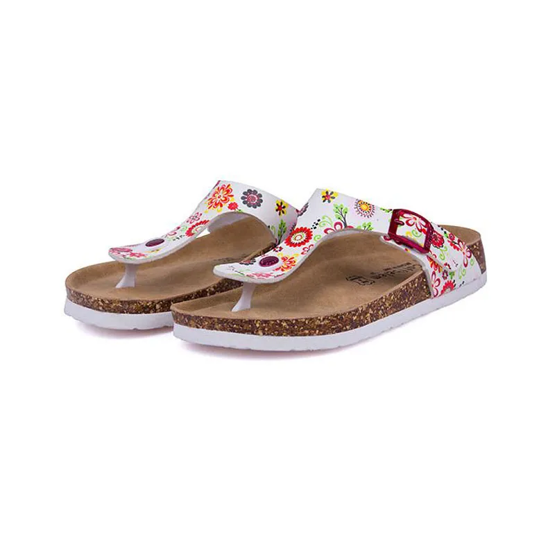 New Beach Cork flip flop flops chinelo 2017 Casual Verão Mulheres Mistas de Impressão de Cor Mista em Slides Sandálias Sapato Plano