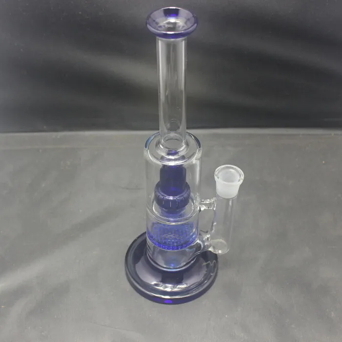 11,5 tum glas Bong Hookah Blue Color Honeycomb till UFO Perc vattenr￶r