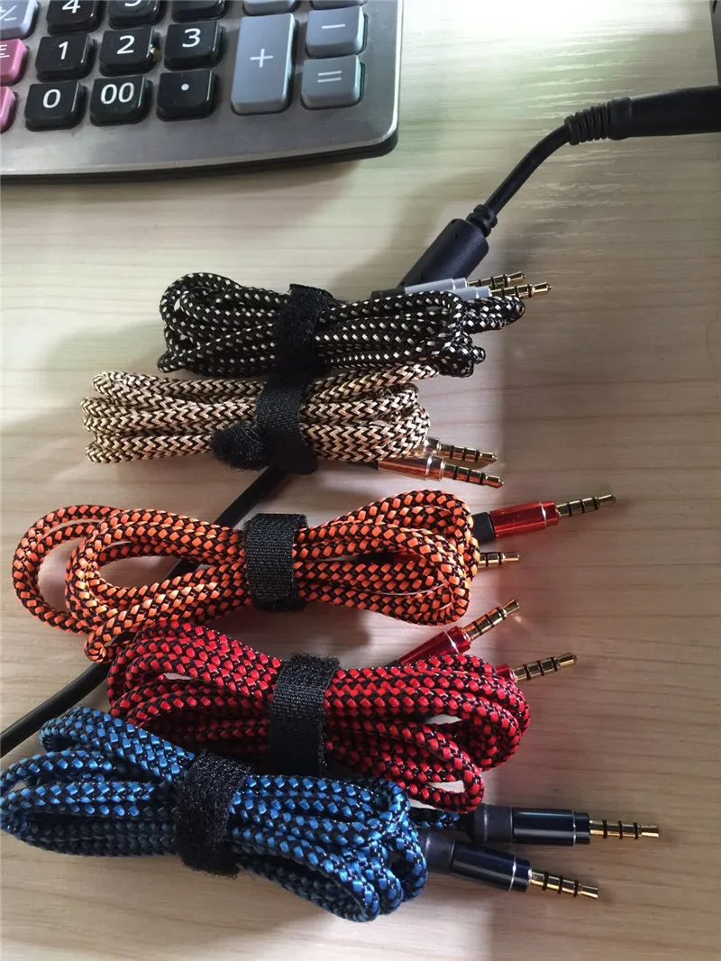 1,5 m pleciony materiał 3,5 mm męski na męski M / M Stereo Audio Kabel pomocniczy AUX