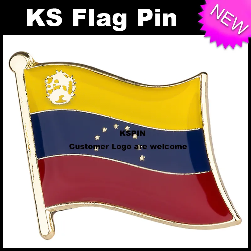 Badge drapeau du Venezuela, épingle de drapeau, 10 pièces par lot, livraison gratuite KS-0183