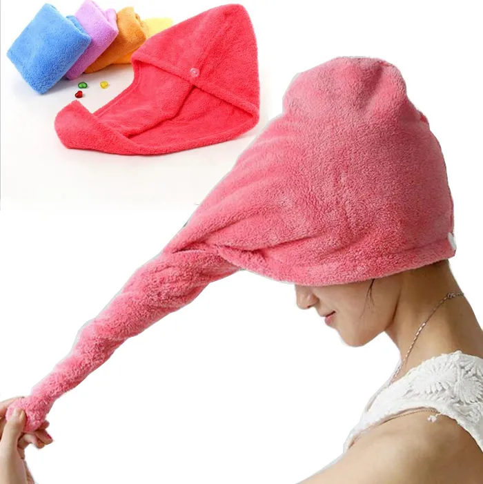 Microfiber Quick Dry Shower Hair Caps towel Magic Super Absorbent DryHairTowel Drying Turban Wrap Hat Spa Bathing Cap YW140-WLL