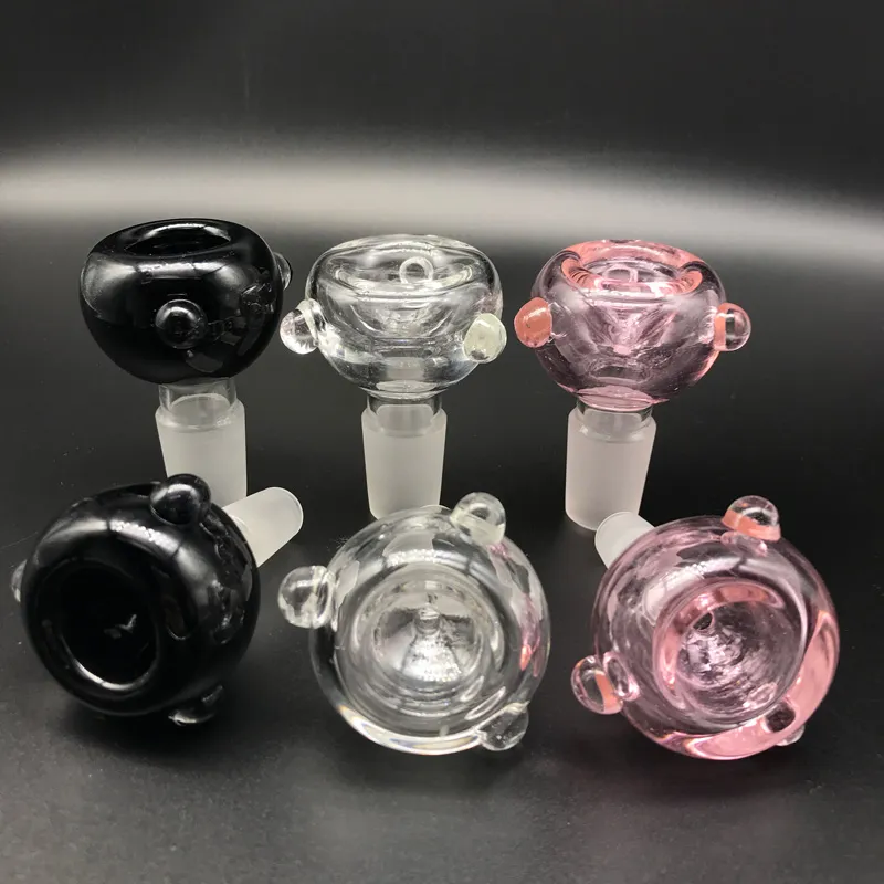 Grossisthane 14mm 18mm Glasskålar För Bongs Klar Svart Rosa Blå Glas Bongskål Bubbla För Vattenrör Glas Bongs Dutta riggar