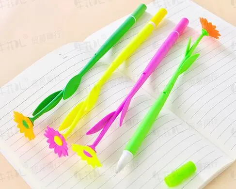 Many Fashion Spicy Creative Stationery Sweet Lucky Bloom Plant Floral Pattern Handle Ballpoint Pen Stationery 