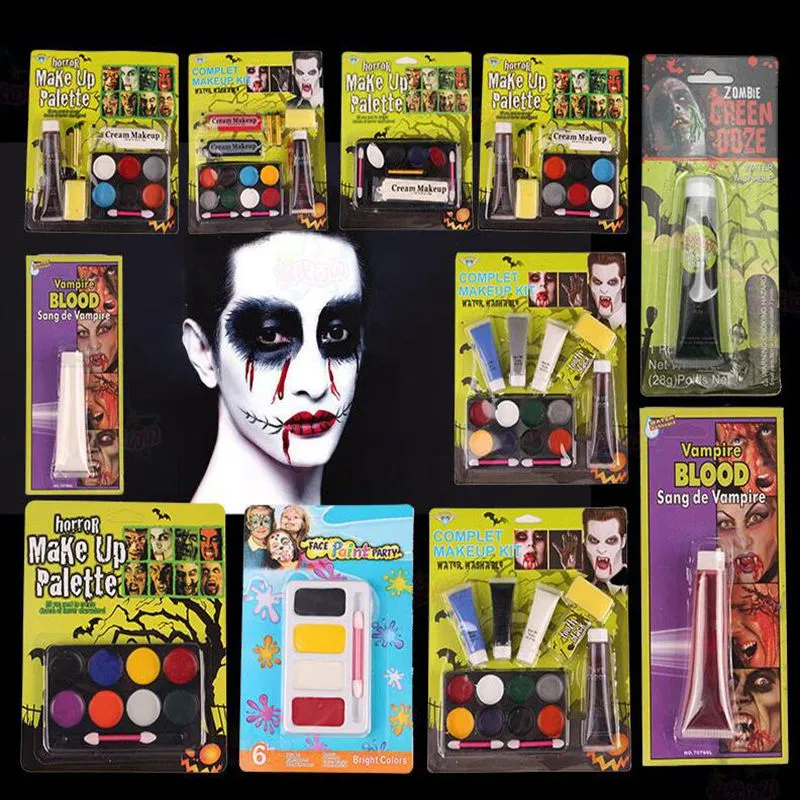 Halloween Tattoo Face Body Paint Pittura ad olio Art Non tossico Water Paint horror make up palette Party Makeup vampiro zombie Face Painting Set
