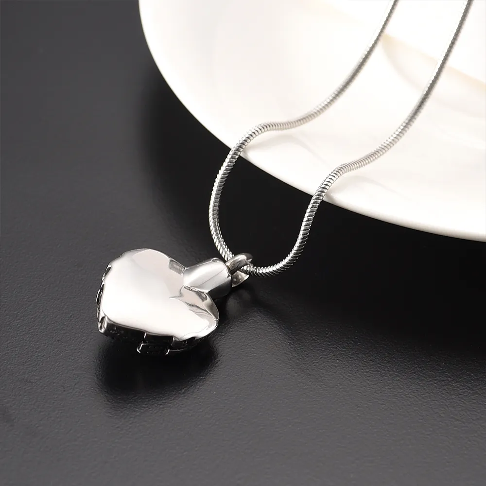 IJD8719 Water Drop Rhinestone Memorial Ashes Keepsake Urn Pendant Necklace Stainless Steel Funeral Ash Urn Necklace