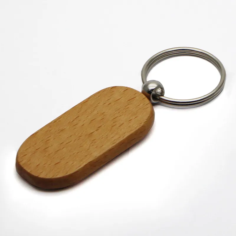 Blank Keychain Rektangel Beech Wood Key Ring Stor Storlek Nyckel Kedja Anpassad personlig present favoriserar # kw01dc drop shipping