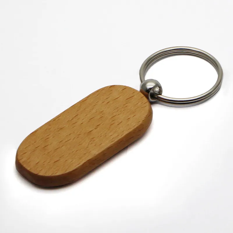 Blank Keychain Rektangel Beech Wood Key Ring Stor Storlek Nyckel Kedja Anpassad personlig present favoriserar # kw01dc drop shipping