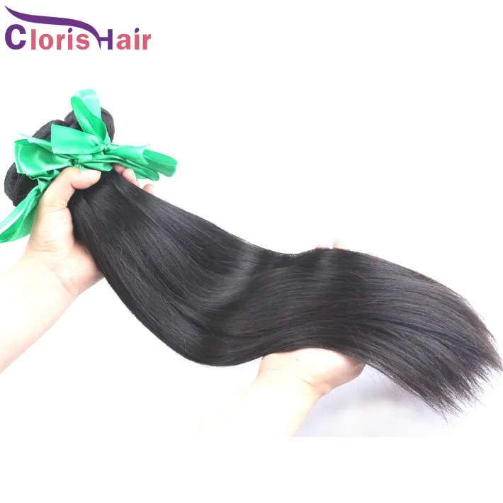 Populär 2 buntar Raw Virgin Indian Silky Straight Hair Weave Bundes Obehandlade Human Hair Extensions Deals Naturliga Hårväft kan färgas