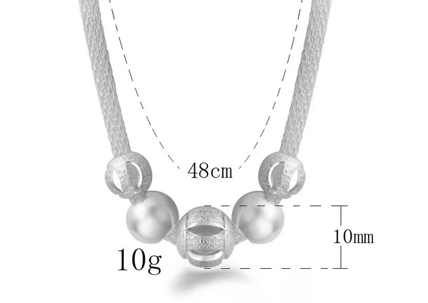 2017 Nueva marca de moda 925 chapados en plata Cadena de malla Collar de cuentas huecas Pulsera Hombre mujer Amantes pulsera collar Conjunto de joyas